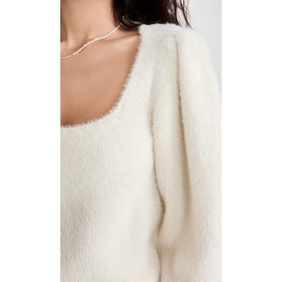 Free People Moonbeam Pullover Sweater Fuzzy 3/4 sleeve M Balletgrunge Softgirl - Picture 3 of 10